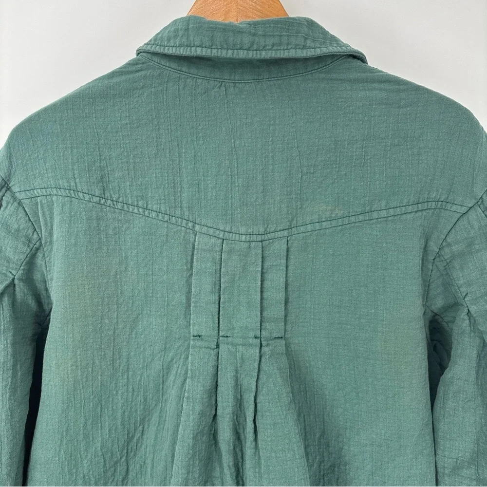 Free People Thalia Mini Shirtdress S Pullover Jacket Button Oversized Teal Boho - Picture 11 of 16